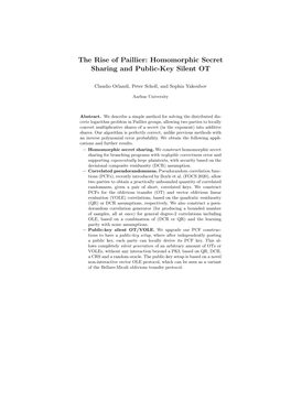 The Rise of Paillier: Homomorphic Secret Sharing and Public-Key Silent OT