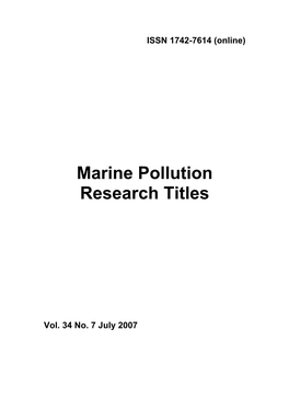 Marine Pollution Research Titles