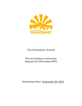 City of Goodyear, Arizona Private College Or University Request For