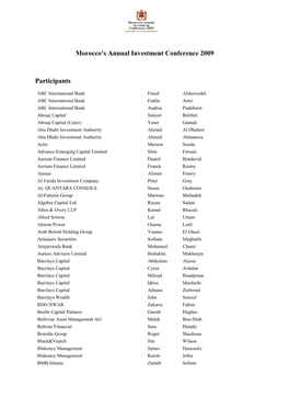 Morocco's Annual Investment Conference 2009 Participants
