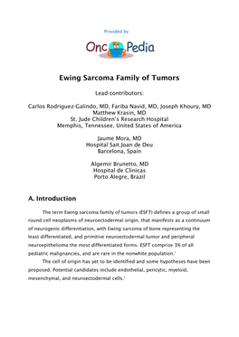 Ewing Sarcoma Family of Tumors