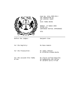 Case No. SCSL-2003-06-I the PROSECUTOR of the SPECIAL COURT V