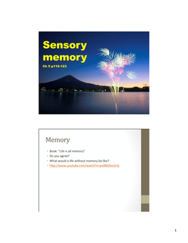 Sensory Memory Ch 5 P116-123