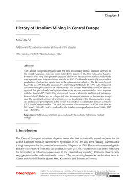 History of Uranium Mining in Central Europe