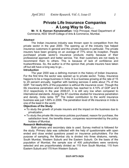 Private Life Insurance Companies - a Long Way to Go… Mr