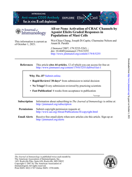 Populations of Mast Cells Agonist Elicits Graded Responses in All-Or