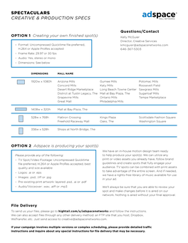 Spectaculars Creative & Production Specs