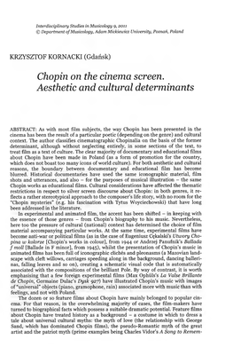 Chopin on the Cinema Screen. Aesthetic and Cultural Determinants