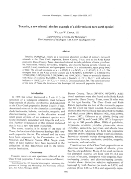 Texasite, a New Mineral: the First Example of a Differentiated Rare-Earth Speciesl