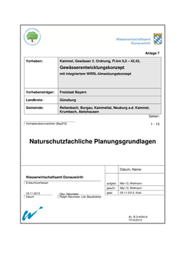 Naturschutzfachliche Planungsgrundlagen