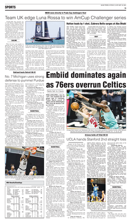 Embiid Dominates Again As 76Ers Overrun Celtics