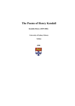 The Poems of Henry Kendall