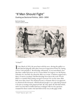 “If Men Should Fight” Dueling As Sectional Politics, 1850–1856