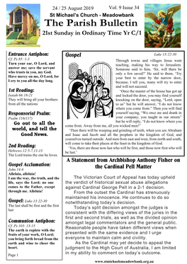 The Parish Bulletin 21St Sunday in Ordinary Time Yr C/1