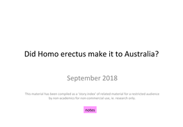 Did Homo Erectus Make It to Australia?