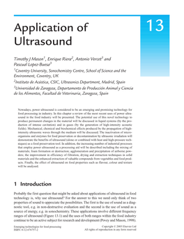 Application of Ultrasound
