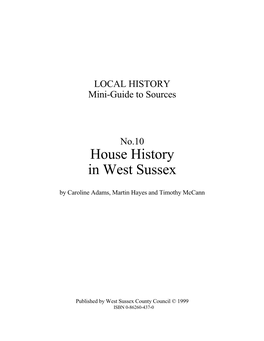 House History in West Sussex