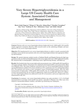 Very Severe Hypertriglyceridemia in a Large US County Health Care System: Associated Conditions and Management