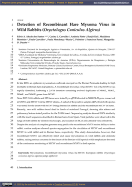 Detection of Recombinant Hare Myxoma Virus in Wild Rabbits