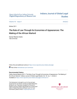 The Rule of Law Through Its Economies of Appearances: the Making of the African Warlord