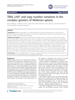 TBX6, LHX1 and Copy Number Variations in the Complex Genetics of Müllerian Aplasia