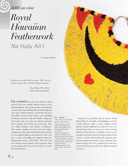 Royal Hawaiian Featherwork Na Hulu Ali‘I