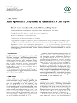 Acute Appendicitis Complicated by Pylephlebitis: a Case Report