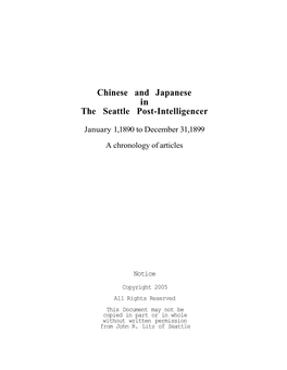 Chinese and Japanese in the Seattle Post-Intelligencer, January 1, 1890 to December 31, 1899