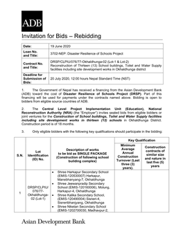 Invitation for Bids – Rebidding