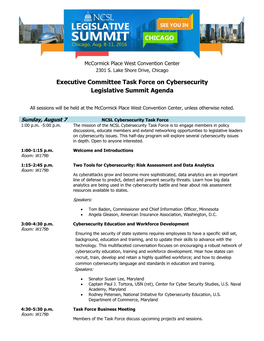 Executive Committee Task Force on Cybersecurity Legislative Summit Agenda