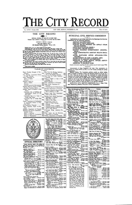 The City Record Official Directory Municipal Civil