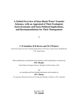 A Global Overview of Inter-Basin Water Transfer Schemes, with An