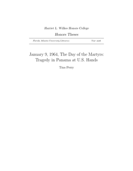 January 9, 1964, the Day of the Martyrs: Tragedy in Panama at U.S