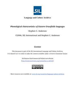 Phonological Characteristics of Eastern Grassfields Languages