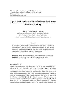 Equivalent Conditions for Disconnectedness of Prime Spectrum of a Ring