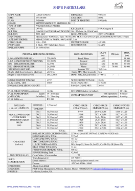 Ship's Particulars