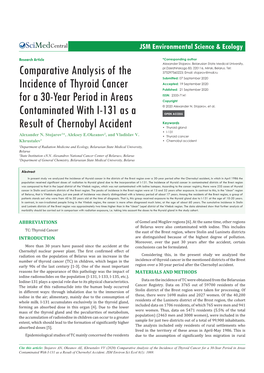 Comparative Analysis of the Incidence of Thyroid Cancer for a 30-Year Period in Areas Contaminated with I-131 As a Result of Chernobyl Accident