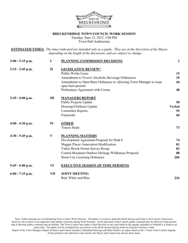 3:00 PM Town Hall Auditorium ESTIMATED TIMES