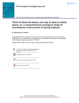 A Comprehensive Zoological Study of Invertebrate Communities of Spring Habitats
