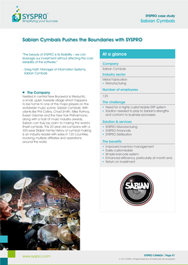 Sabian Cymbals Pushes the Boundaries with SYSPRO