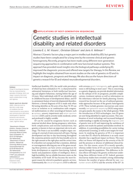 Genetic Studies in Intellectual Disability and Related Disorders