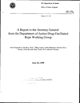 A Report to the Attorney General from the Department of Justice Drug-Facilitated Rape Working Group