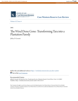 The Wind Done Gone: Transforming Tara Into a Plantation Parody, 52 Case W