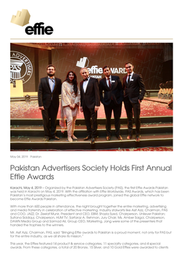 Pakistan Advertisers Society Holds First Annual Effie Awards