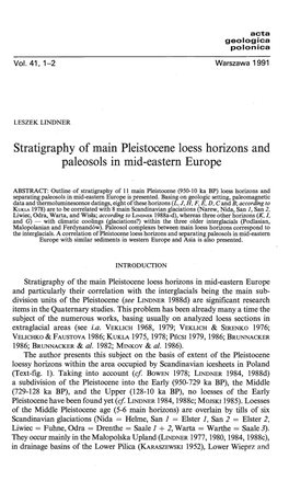 Stratigraphy of Main Pleistocene Loess Horizons and Paleosols in Mid-Eastern Europe