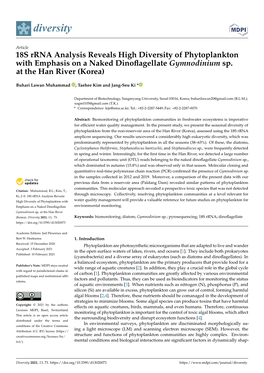 18S Rrna Analysis Reveals High Diversity of Phytoplankton with Emphasis on a Naked Dinoﬂagellate Gymnodinium Sp