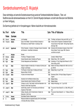 Sonderdrucksammlung D. Wujastyk