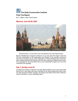 The Getty Conservation Institute Field Trip Report Moscow, June 24