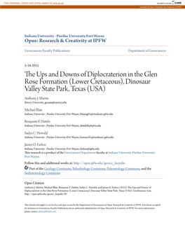 The Ups and Downs of Diplocraterion in the Glen Rose Formation (Lower Cretaceous), Dinosaur Valley State Park, Texas (USA) Anthony J