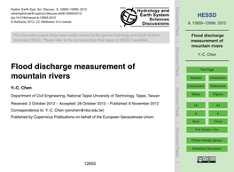 Flood Discharge Measurement of Mountain Rivers Can Be Estimated Directly Using HESSD Mean Velocity and Cross-Sectional Area